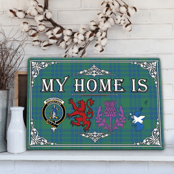 Montgomery Ancient Tartan Crest Printed Metal Sign My Home Style