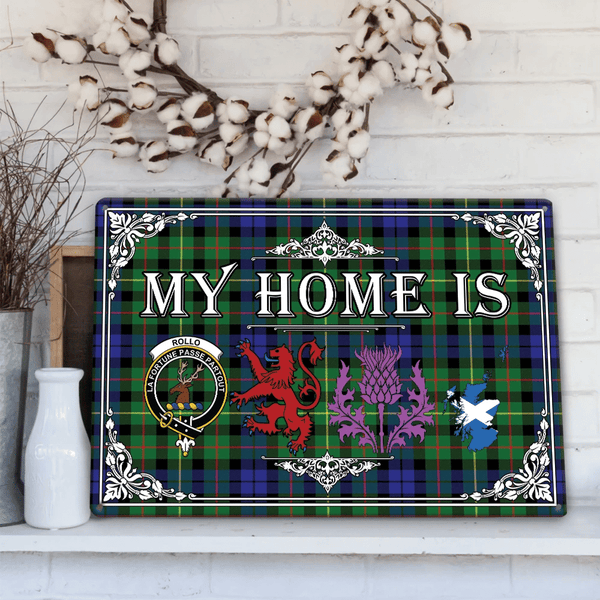 Rollo Modern Tartan Crest Printed Metal Sign My Home Style