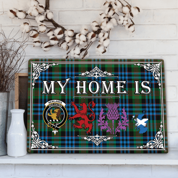 Newlands of Lauriston Tartan Crest Printed Metal Sign My Home Style