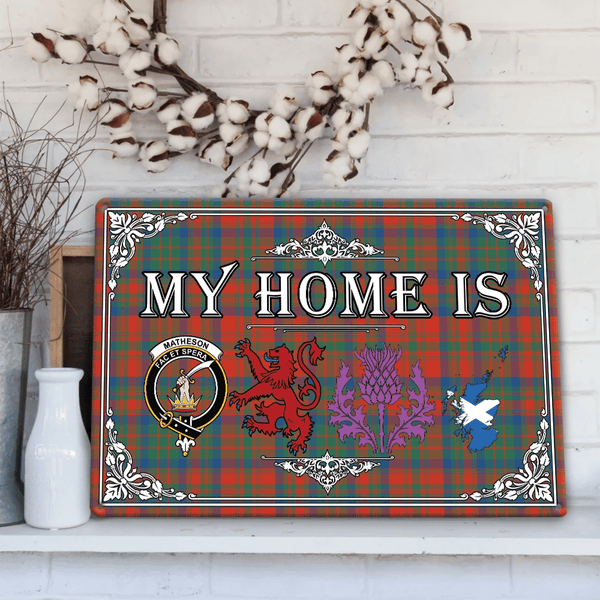 Matheson Ancient Tartan Crest Printed Metal Sign My Home Style