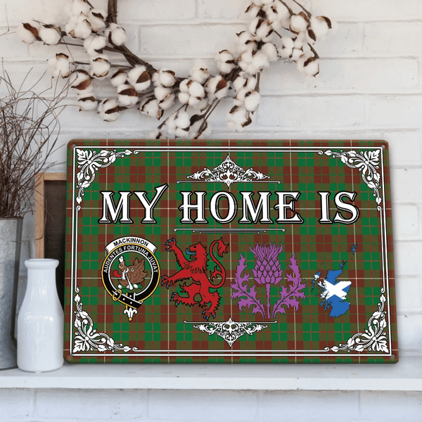 MacKinnon Hunting Modern Tartan Crest Printed Metal Sign My Home Style