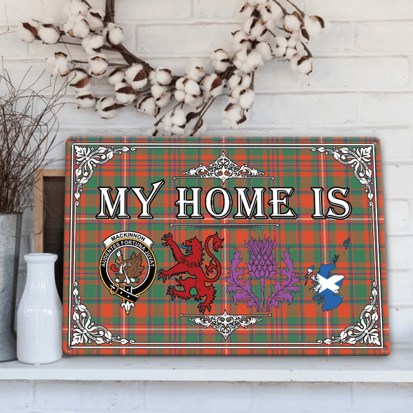 MacKinnon Ancient Tartan Crest Printed Metal Sign My Home Style