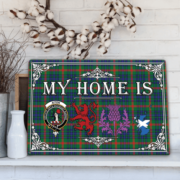 Aiton Tartan Crest Printed Metal Sign My Home Style