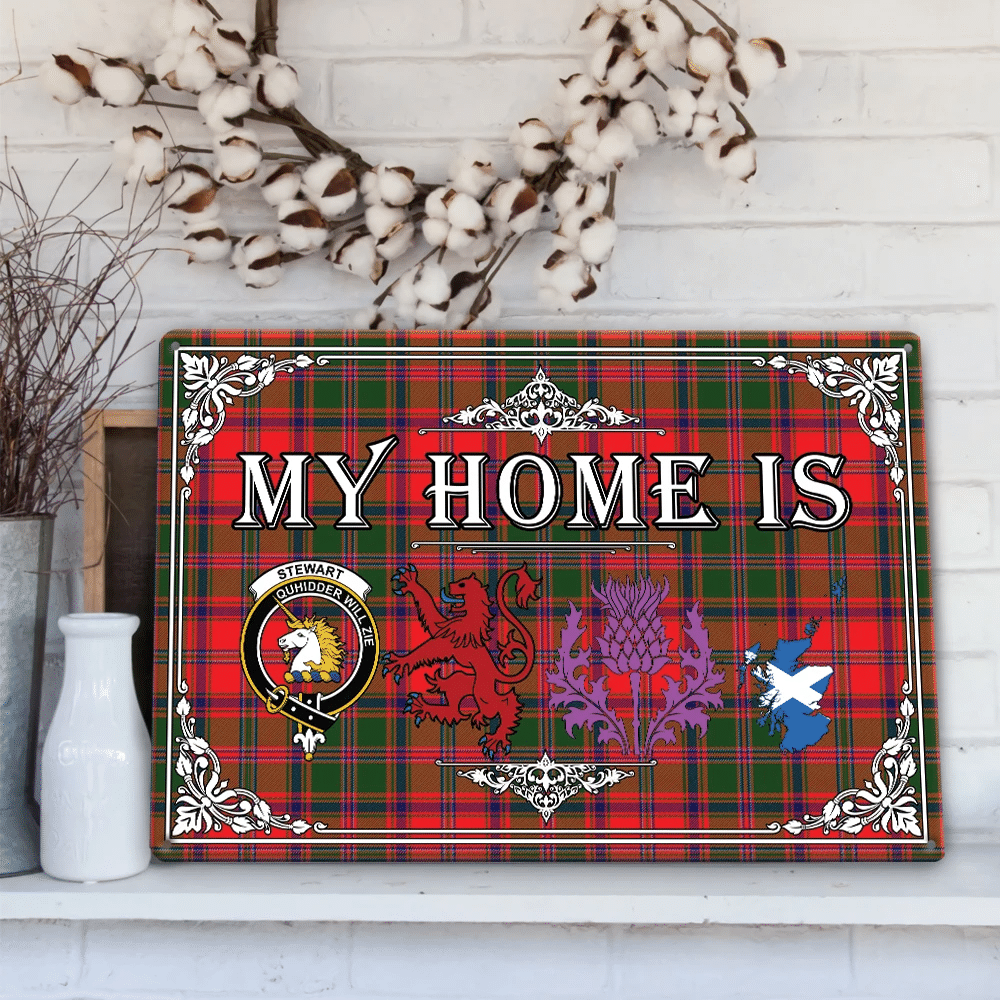 Stewart of Appin Modern Tartan Crest Printed Metal Sign My Home Style