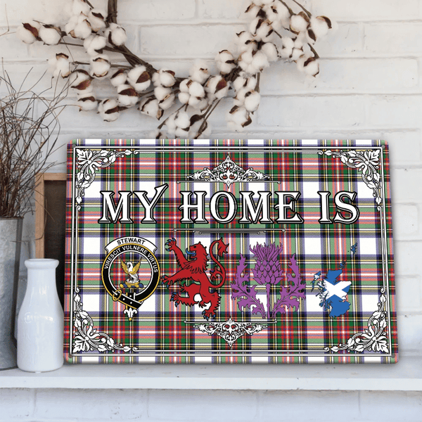 Stewart Dress Modern Tartan Crest Printed Metal Sign My Home Style