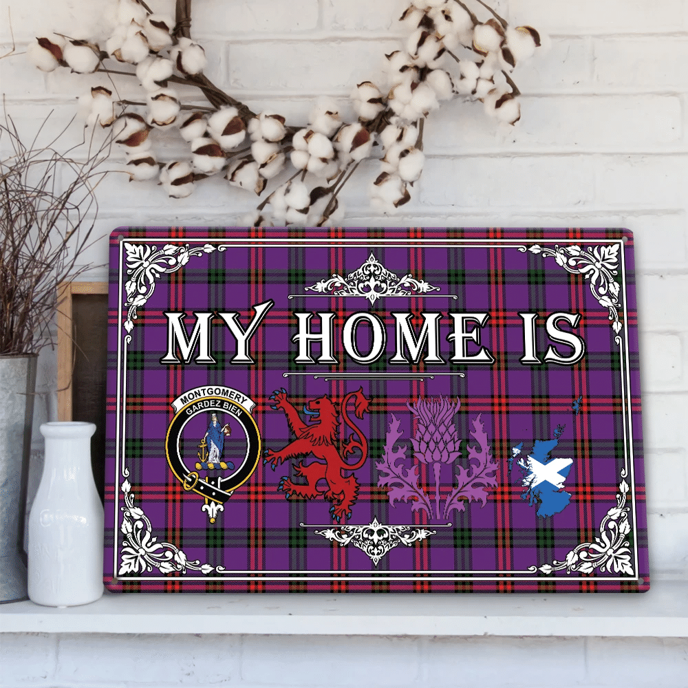 Montgomery Modern Tartan Crest Printed Metal Sign My Home Style