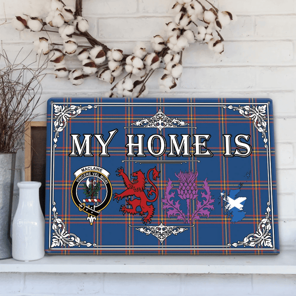 MacLaine of Loch Buie Tartan Crest Printed Metal Sign My Home Style