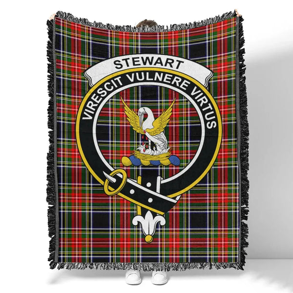 Stewart Black Tartan Classic Crest Woven Blanket