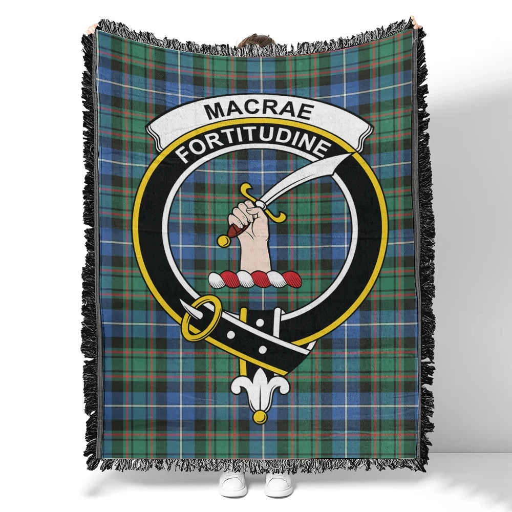 MacRae Hunting Ancient Tartan Classic Crest Woven Blanket