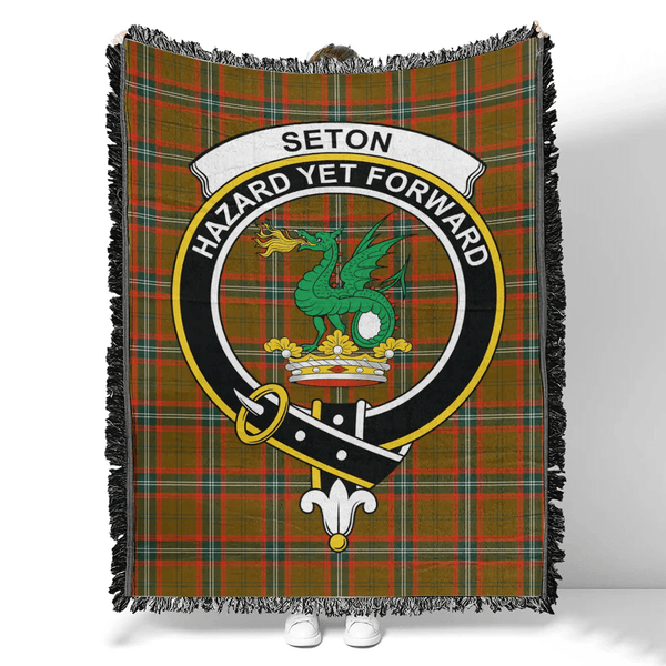 Seton Hunting Modern Tartan Classic Crest Woven Blanket