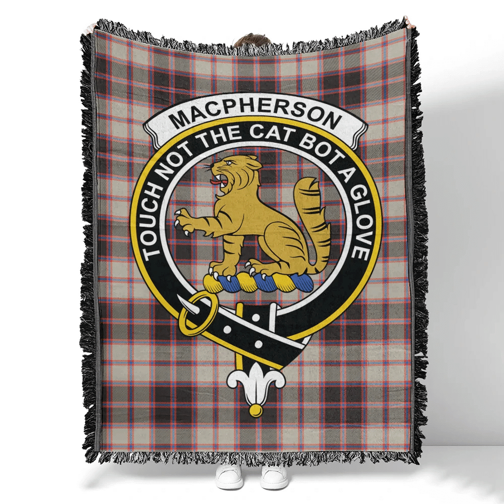 MacPherson Hunting Ancient Tartan Classic Crest Woven Blanket