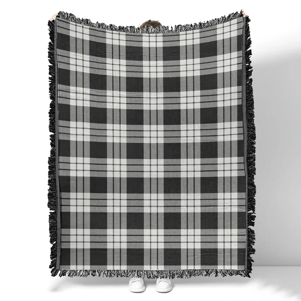 MacFarlane Black & White Tartan Classic Woven Blanket