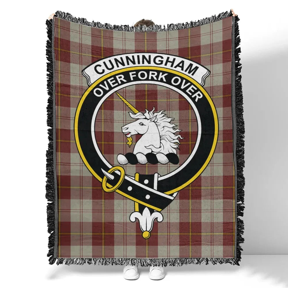 Cunningham Burgundy Dancers Tartan Classic Crest Woven Blanket