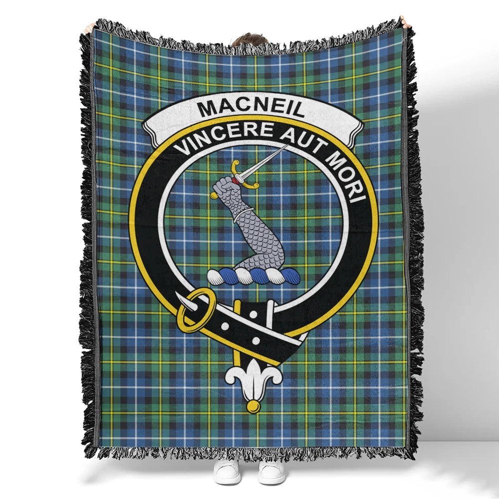 MacNeill of Barra Ancient Tartan Classic Crest Woven Blanket