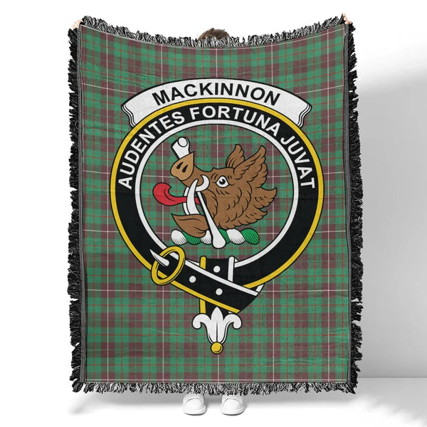 MacKinnon Hunting Ancient Tartan Classic Crest Woven Blanket