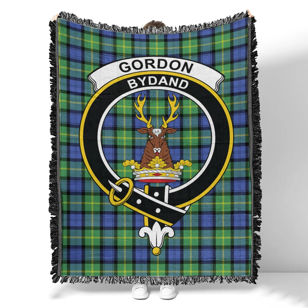 Gordon Old Ancient Tartan Classic Crest Woven Blanket