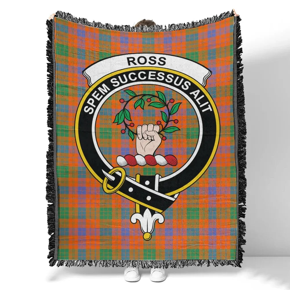 Ross Ancient Tartan Classic Crest Woven Blanket