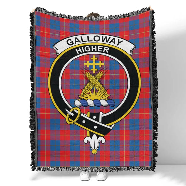 Galloway Red Tartan Classic Crest Woven Blanket