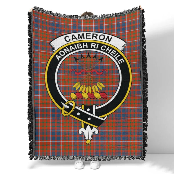 Cameron of Lochiel Ancient Tartan Classic Crest Woven Blanket