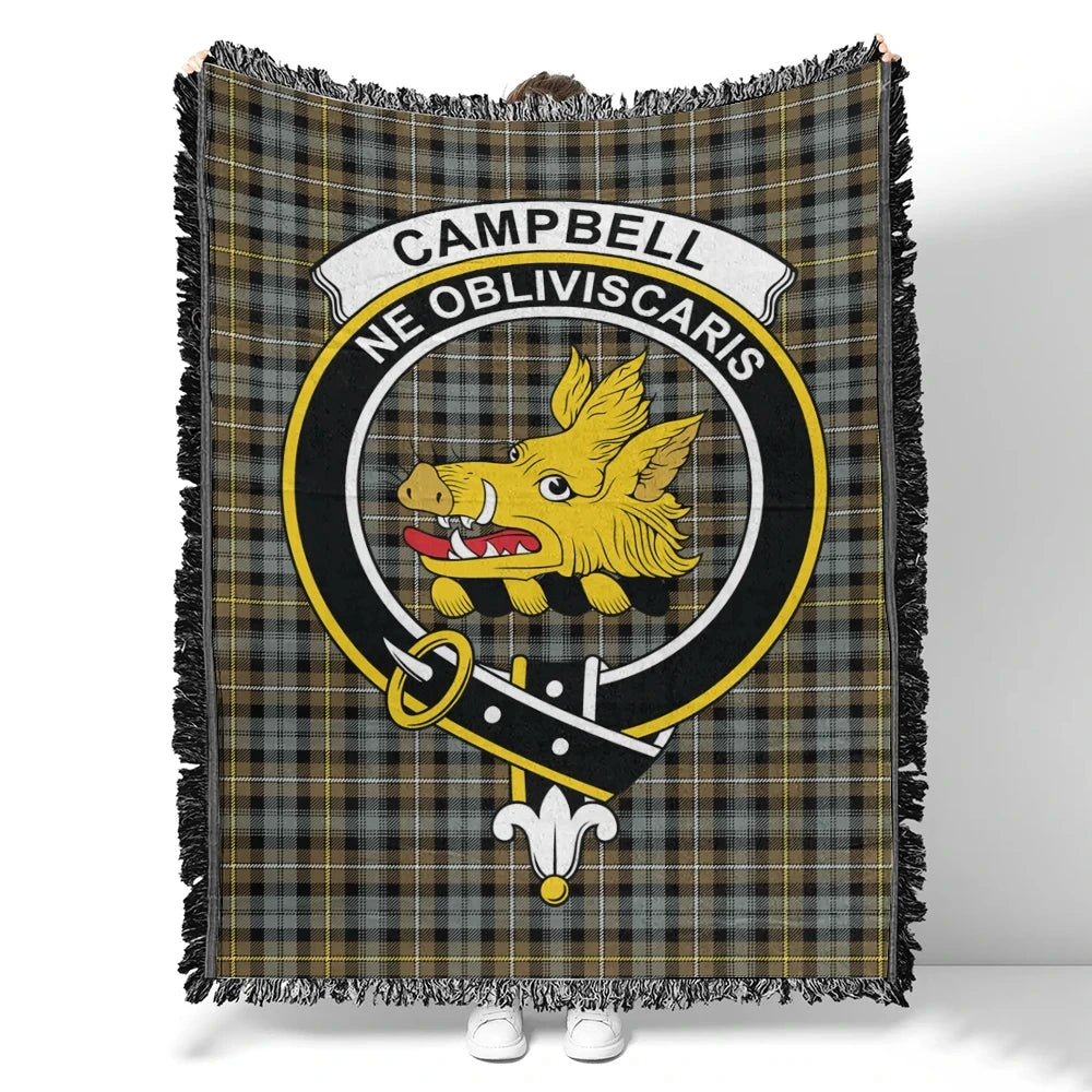 Campbell Argyll Weathered Tartan Classic Crest Woven Blanket