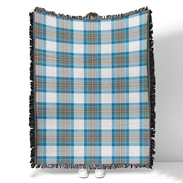 Stewart Muted Blue Tartan Classic Woven Blanket