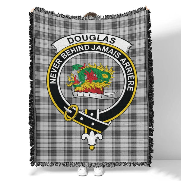 Douglas Grey Modern Tartan Classic Crest Woven Blanket