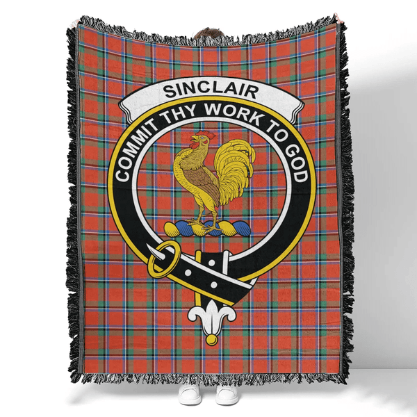 Sinclair Ancient Tartan Classic Crest Woven Blanket