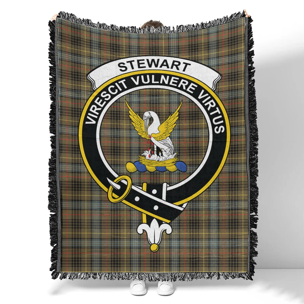 Stewart Hunting Weathered Tartan Classic Crest Woven Blanket