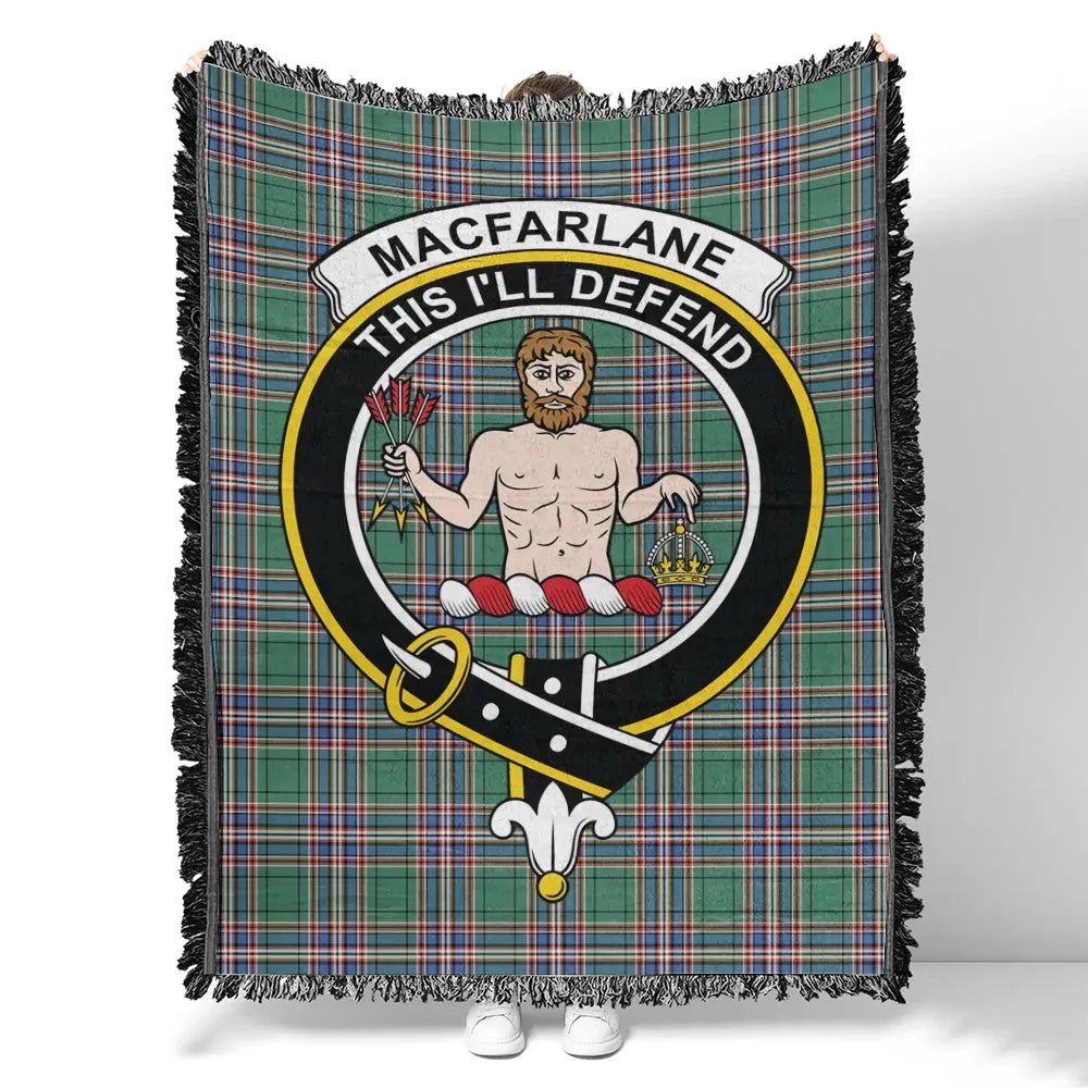 MacFarlane Hunting Ancient Tartan Classic Crest Woven Blanket