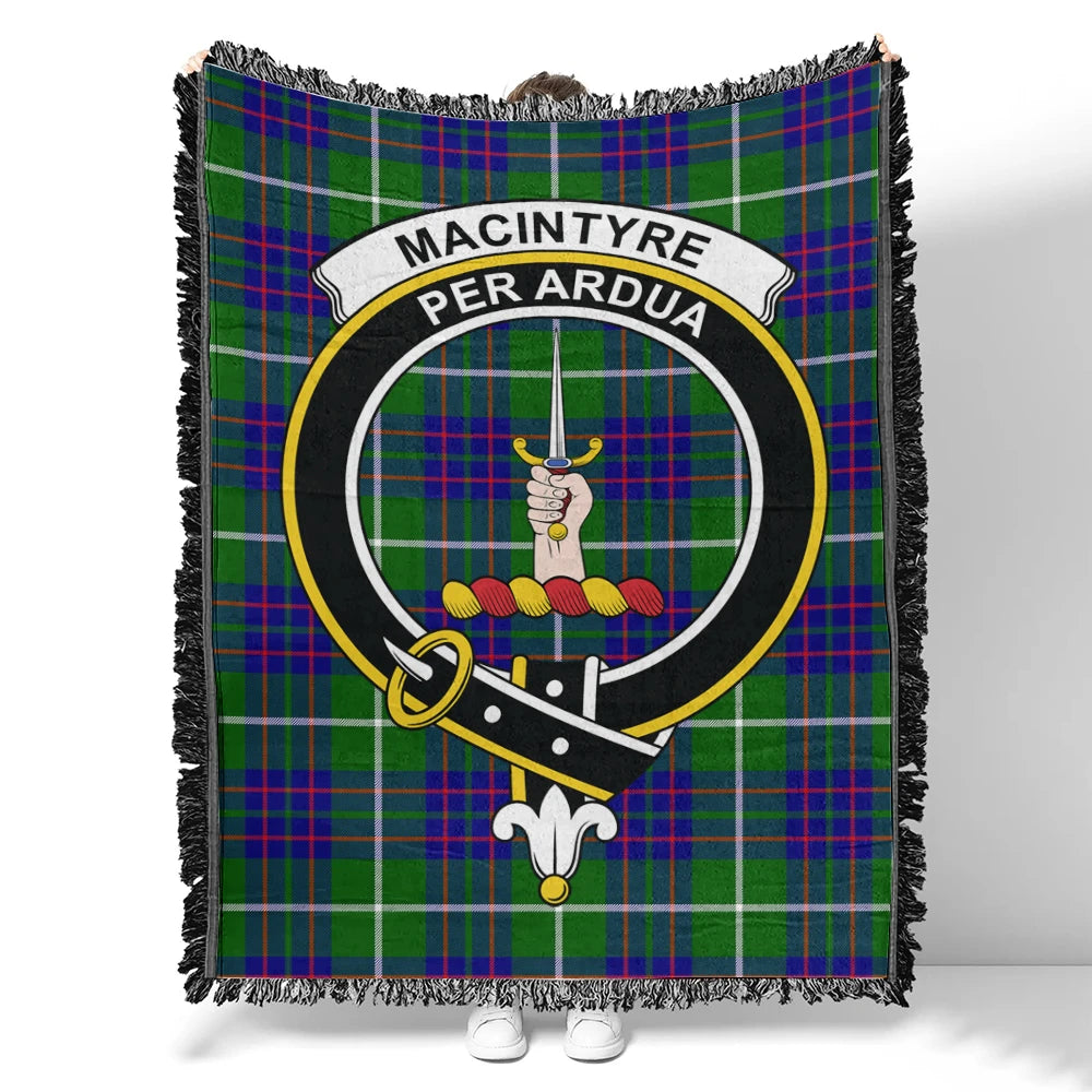 MacIntyre Hunting Modern Tartan Classic Crest Woven Blanket