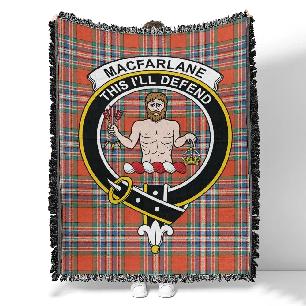 MacFarlane Ancient Tartan Classic Crest Woven Blanket