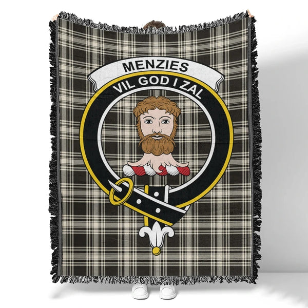 Menzies Black & White Ancient Tartan Classic Crest Woven Blanket