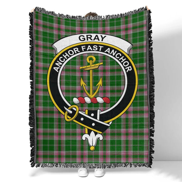 Gray Tartan Classic Crest Woven Blanket