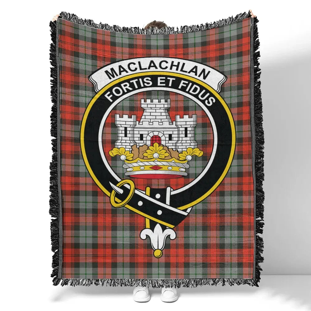 MacLachlan Weathered Tartan Classic Crest Woven Blanket | Celticprime ...