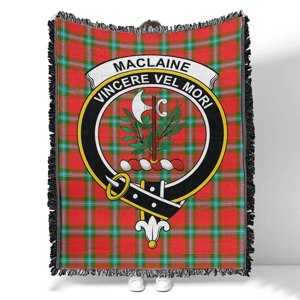 MacLaine of Loch Buie Hunting Ancient Tartan Classic Crest Woven Blanket