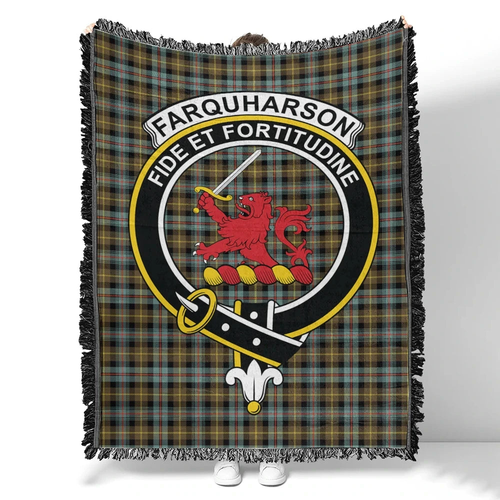 Farquharson Weathered Tartan Classic Crest Woven Blanket