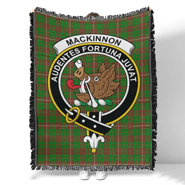 MacKinnon Hunting Modern Tartan Classic Crest Woven Blanket