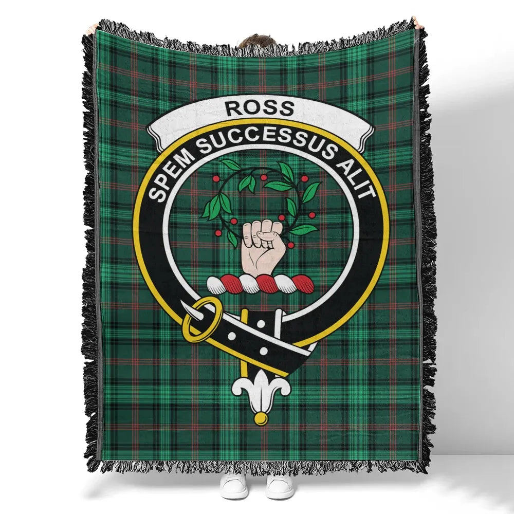 Ross Hunting Modern Tartan Classic Crest Woven Blanket