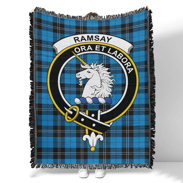 Ramsay Blue Ancient Tartan Classic Crest Woven Blanket