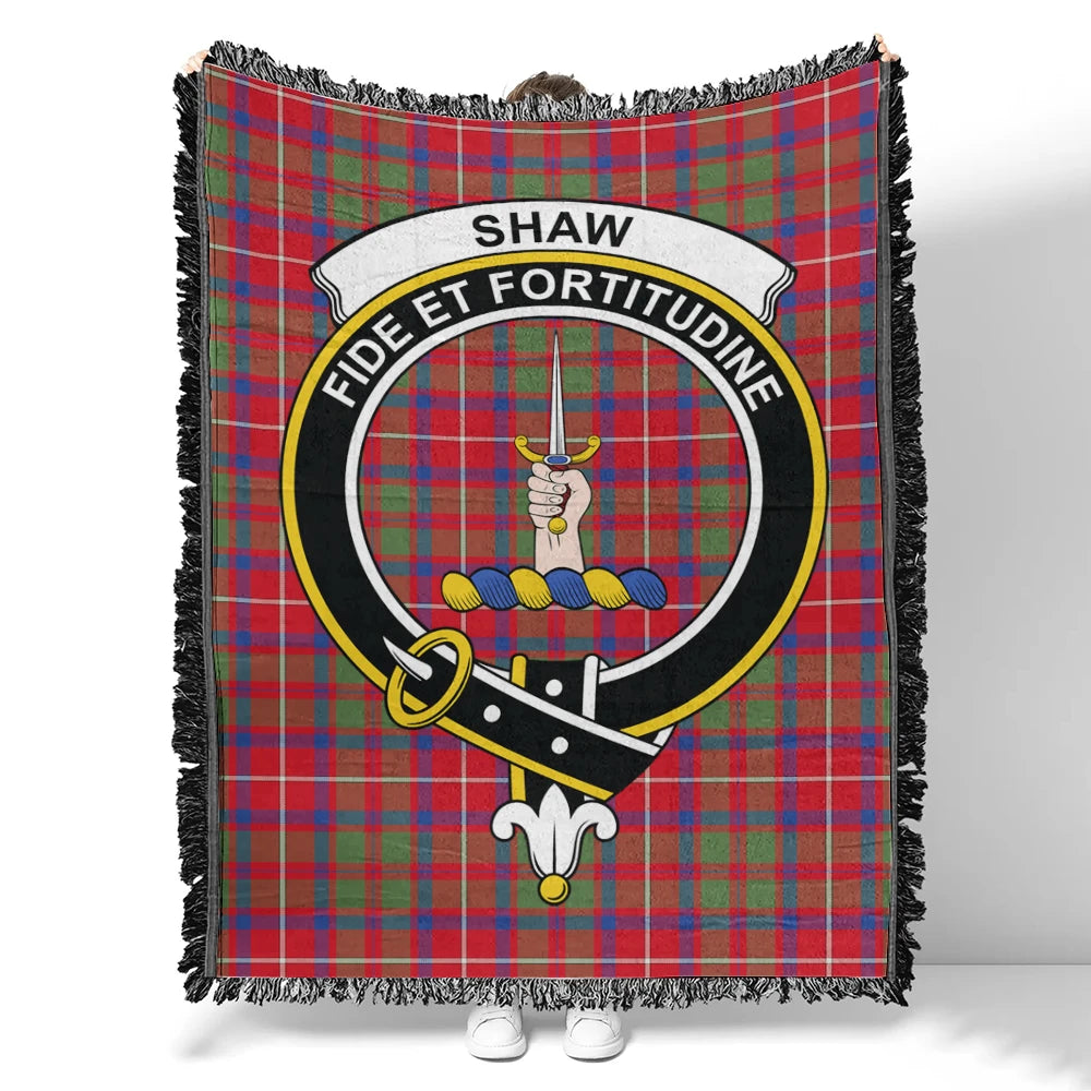 Shaw Red Modern Tartan Classic Crest Woven Blanket