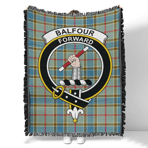 Balfour Blue Tartan Classic Crest Woven Blanket