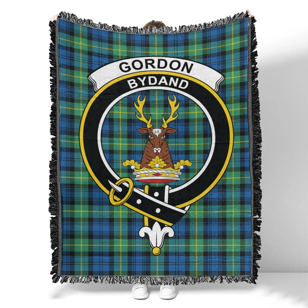 Gordon Ancient Tartan Classic Crest Woven Blanket