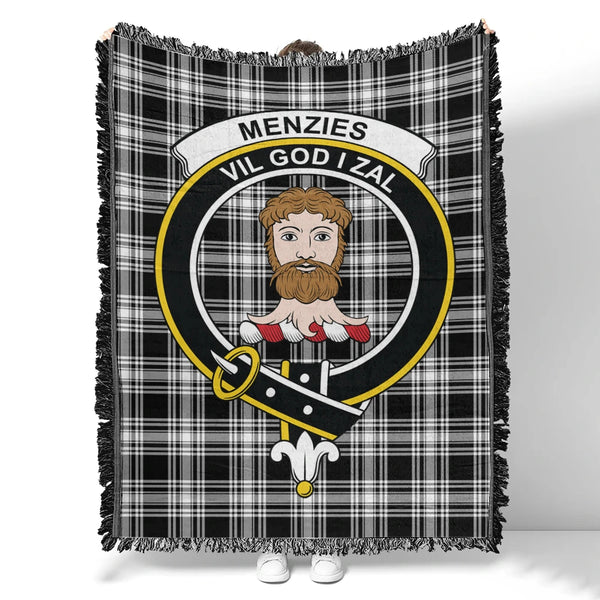 Menzies Black & White Modern Tartan Classic Crest Woven Blanket