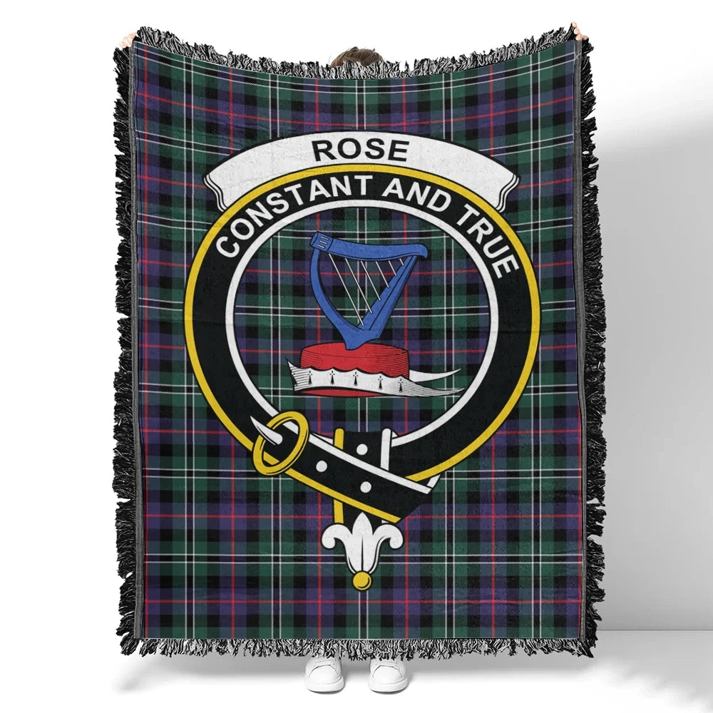 Rose Hunting Modern Tartan Classic Crest Woven Blanket