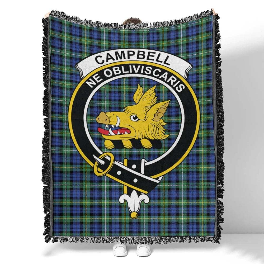 Campbell Argyll Ancient Tartan Classic Crest Woven Blanket