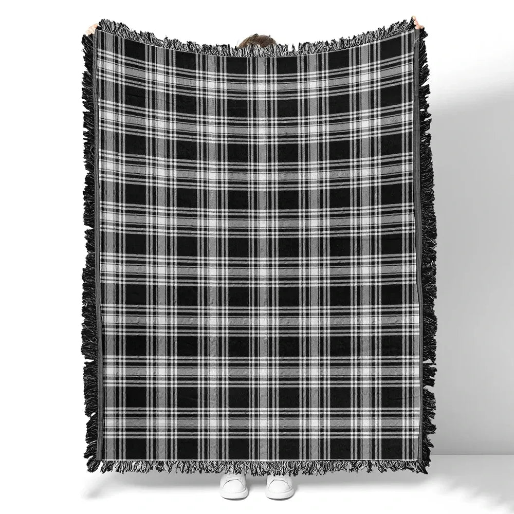 Menzies Black & White Modern Tartan Classic Woven Blanket