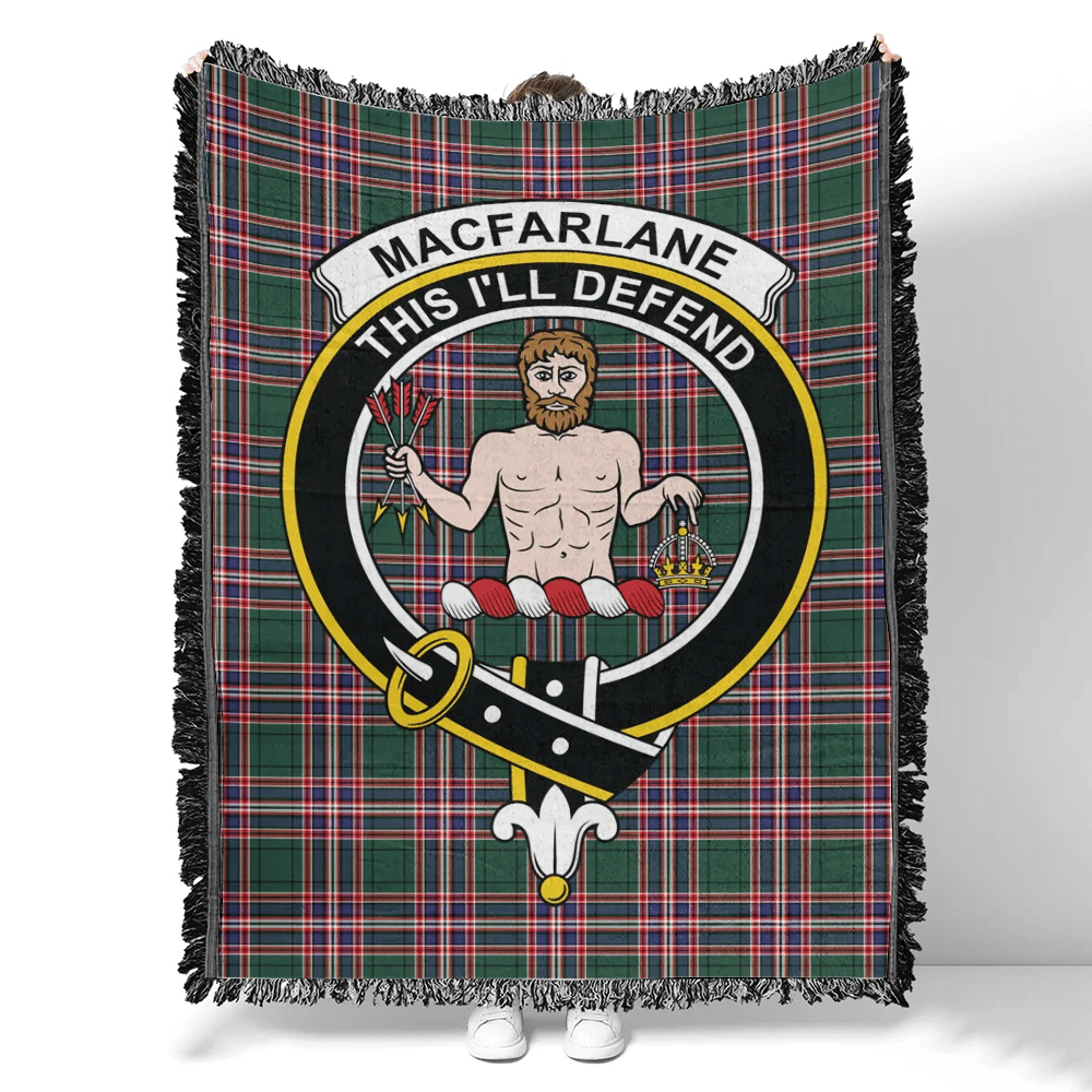 MacFarlane Hunting Modern Tartan Classic Crest Woven Blanket