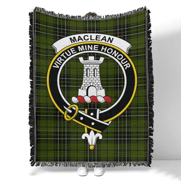 MacLean Hunting Ancient Tartan Classic Crest Woven Blanket