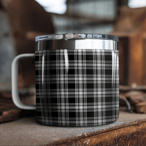 Menzies Black & White Modern Tartan Classic Camp Mug