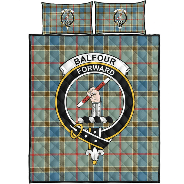 Balfour Blue Tartan Classic Crest Quilt Bed Set